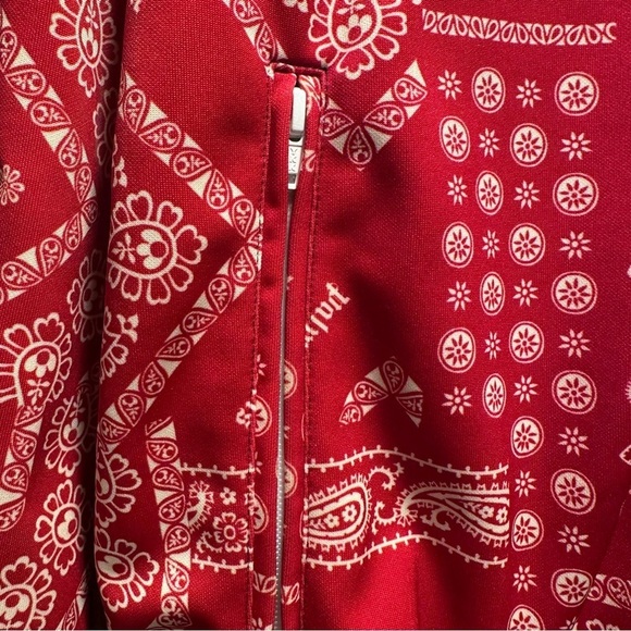 Palm Angels Bandana Track Jacket Zip Up Maroon & Red, Striped Sleeves XL Unisex - Picture 14 of 16